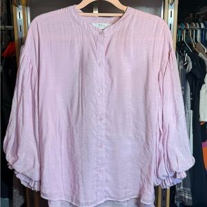 MAC Cosmetics Light Pink Button-Up Blouse